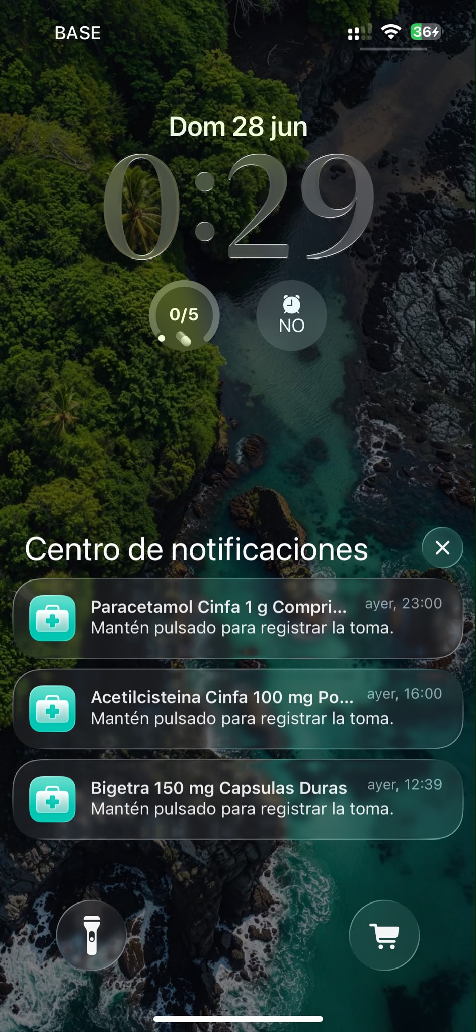 Recordatorios de dosis en la pantalla de bloqueo